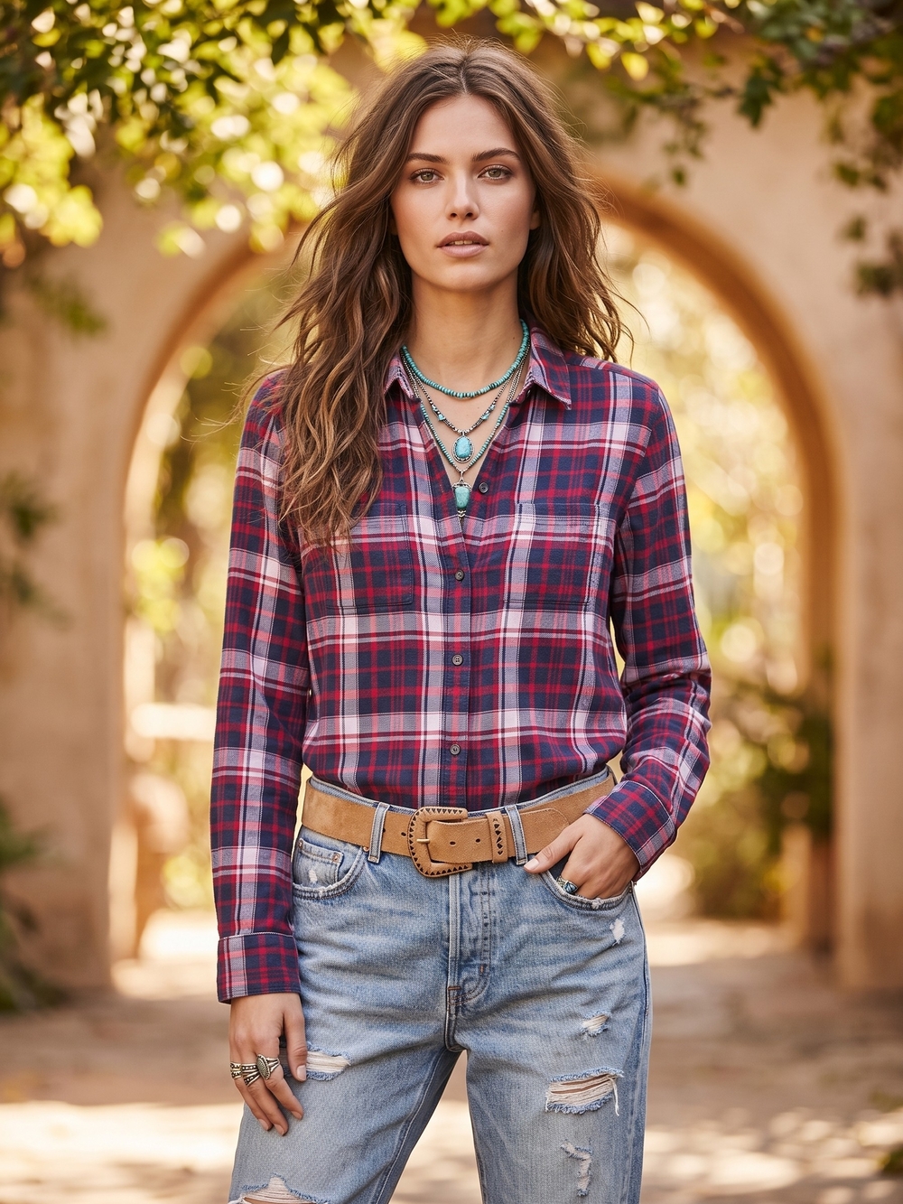 Splendid Double Cloth Plaid Flannel Shirt Cabincore Gorpcore Americana